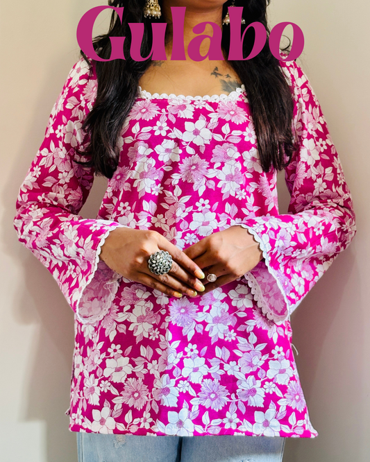 Gulabo-Deep back desi blush short kurti