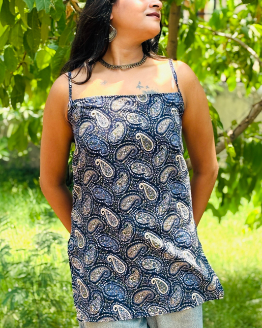 Jalpari- Noodle straps blue corset kurti