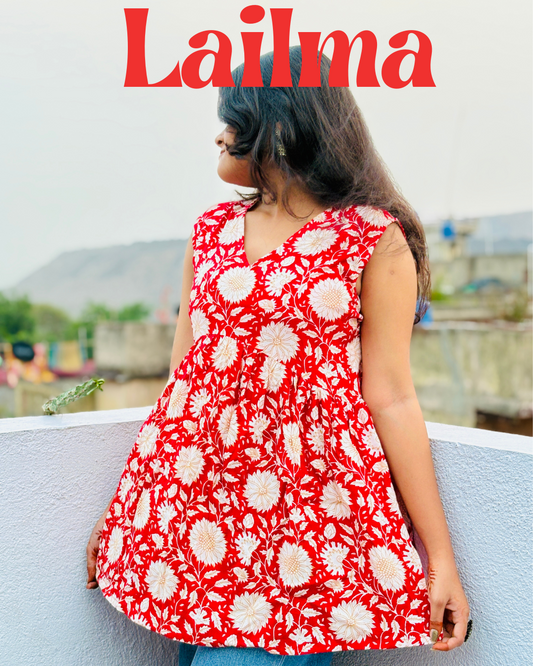 Lalima-Sleeveless short flare kurti